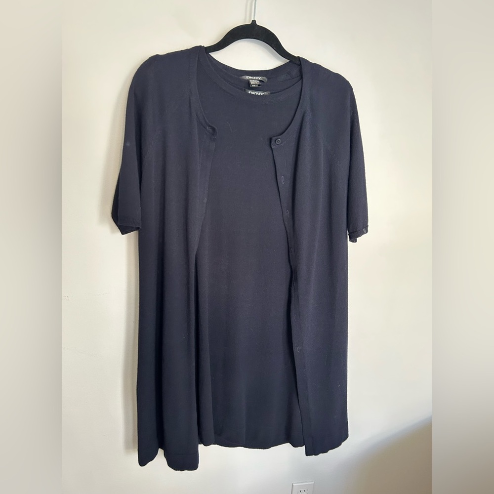 DKNY women navy sweater dress set